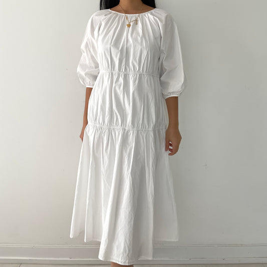 White Tiered Maxi Dress - Small