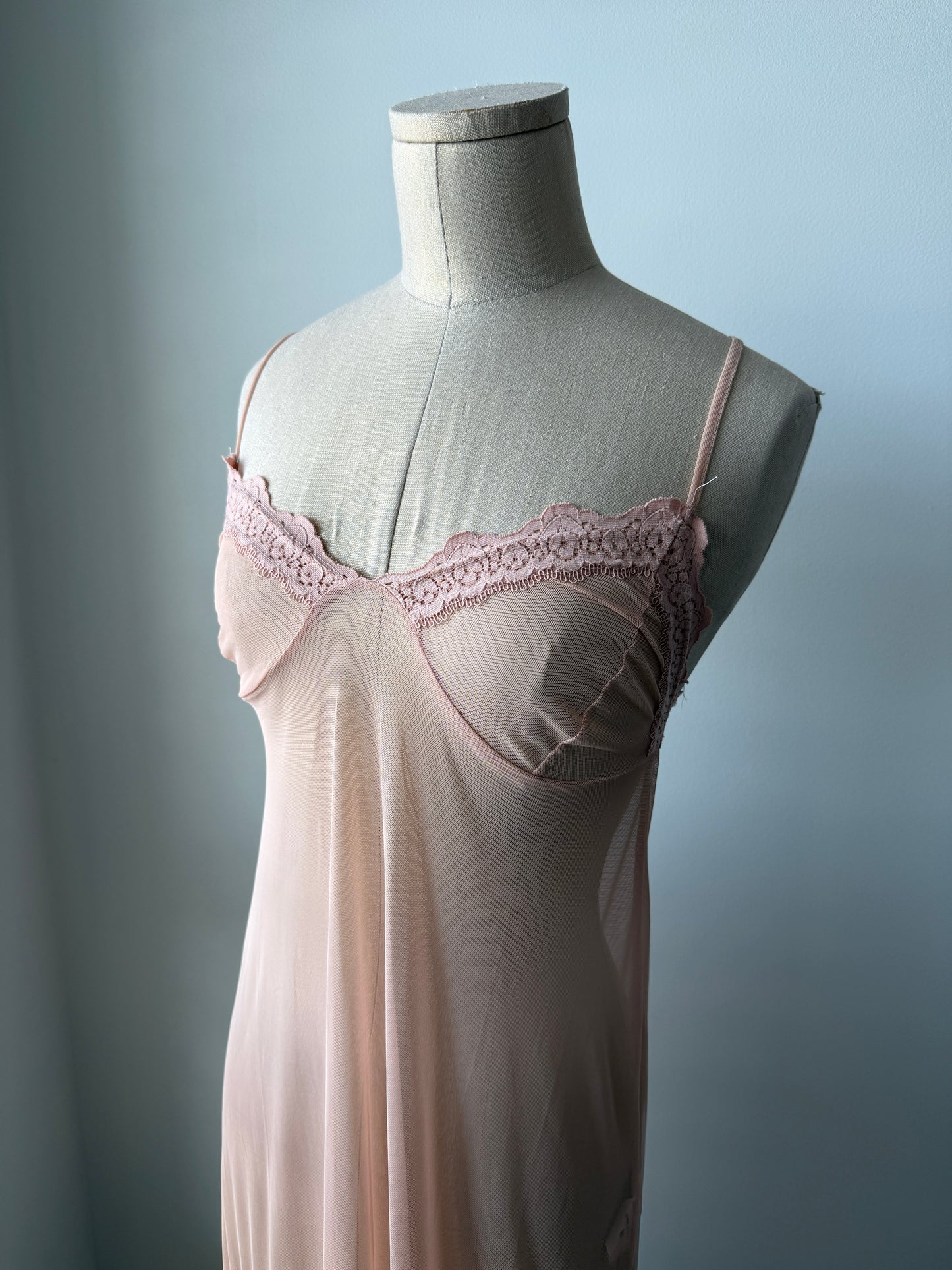 Phard Blush Pink Lace-Trim Lingerie Slip Dress - Medium