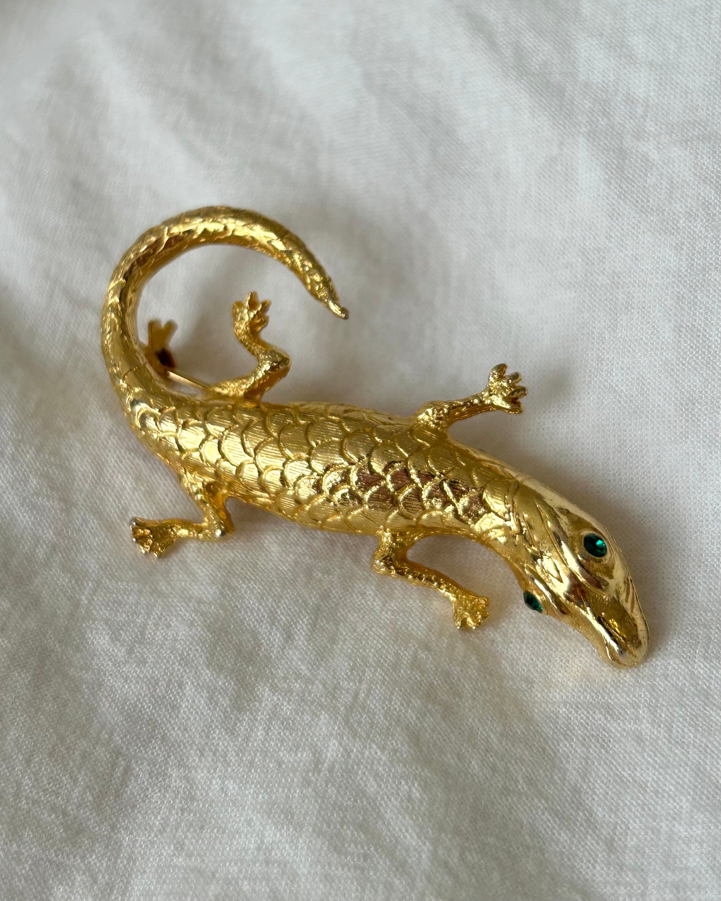 1980s Gold-Tone Lizard Brooch