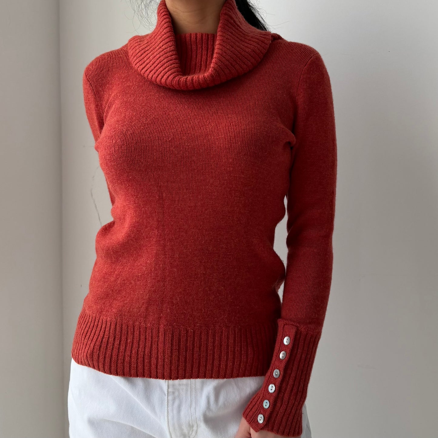 Kenar Burnt Orange Turtleneck Wool Jumper - Medium