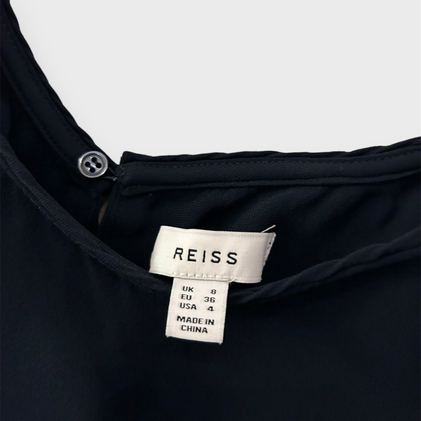 Reiss Navy Cape Crew Neck Blouse - Small