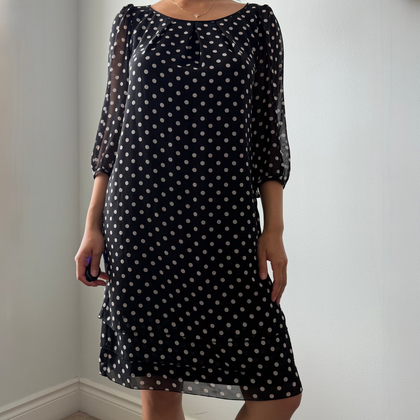Made in Japan Black and White Polka Dot Dress - Medium