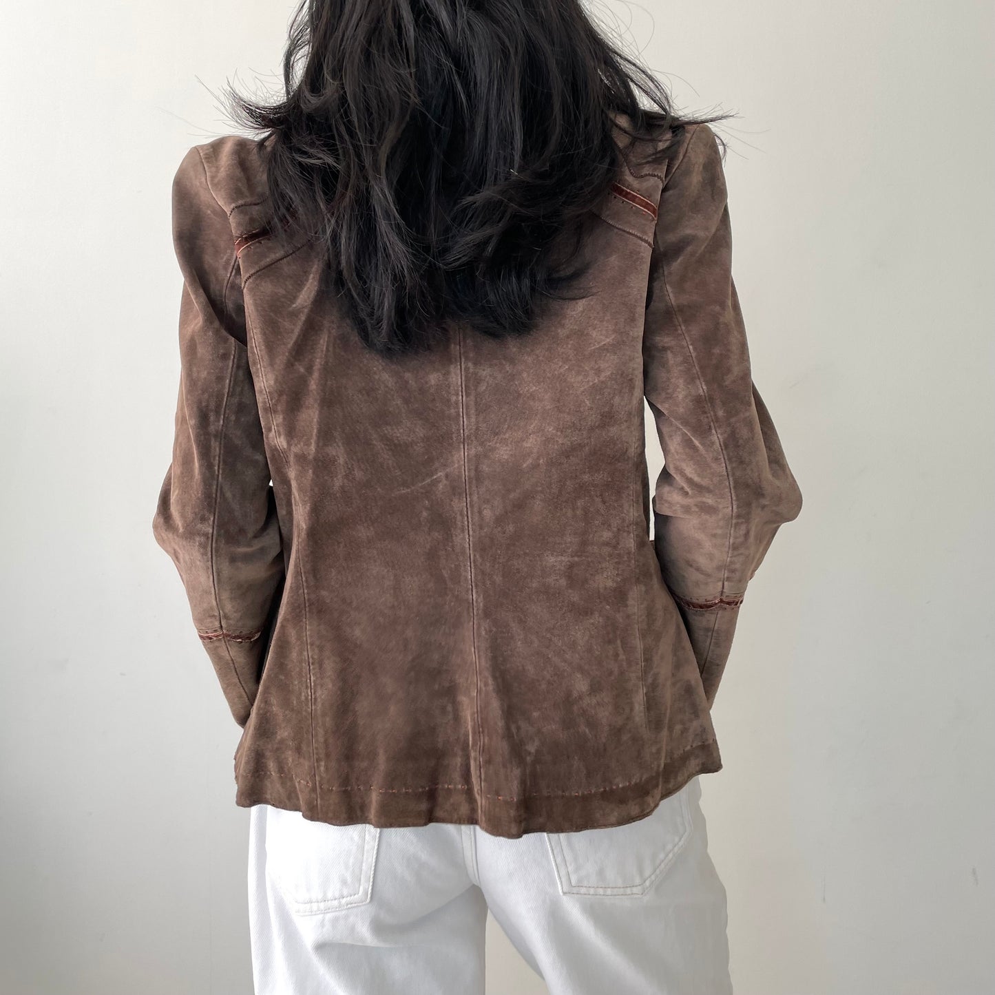 Suede Brown Leather Blazer - Small