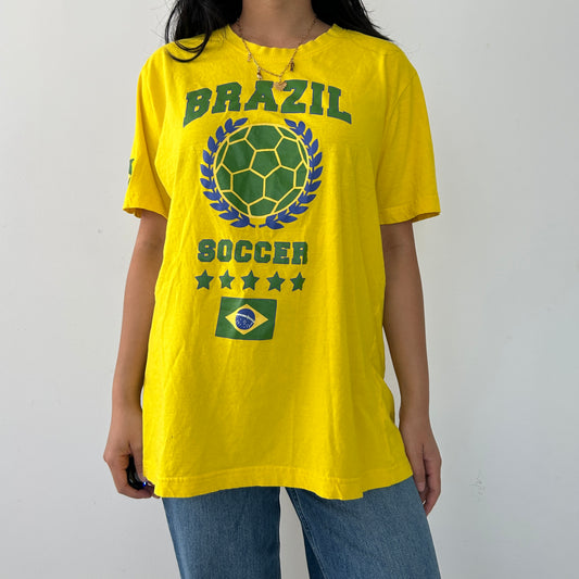 Brazil Soccer Yellow Tee - Large