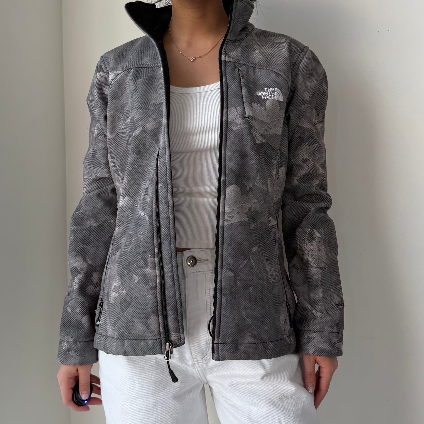 The North Face Grey Camo Apex Bionic Zip Jacket - Small