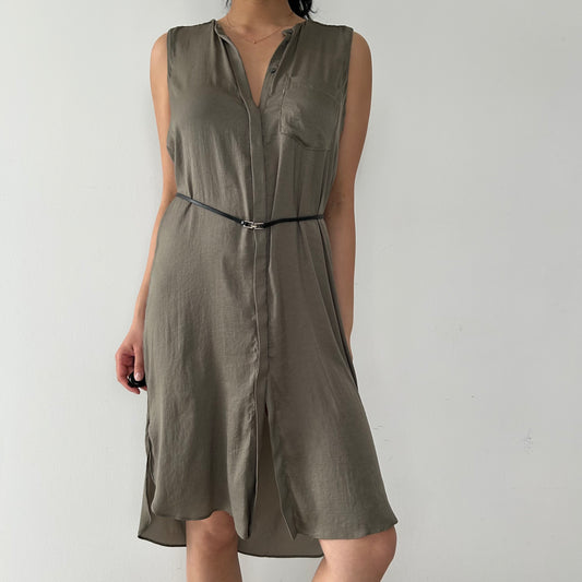 A.L.C. Khaki Sleeveless Midi Dress - X-Small