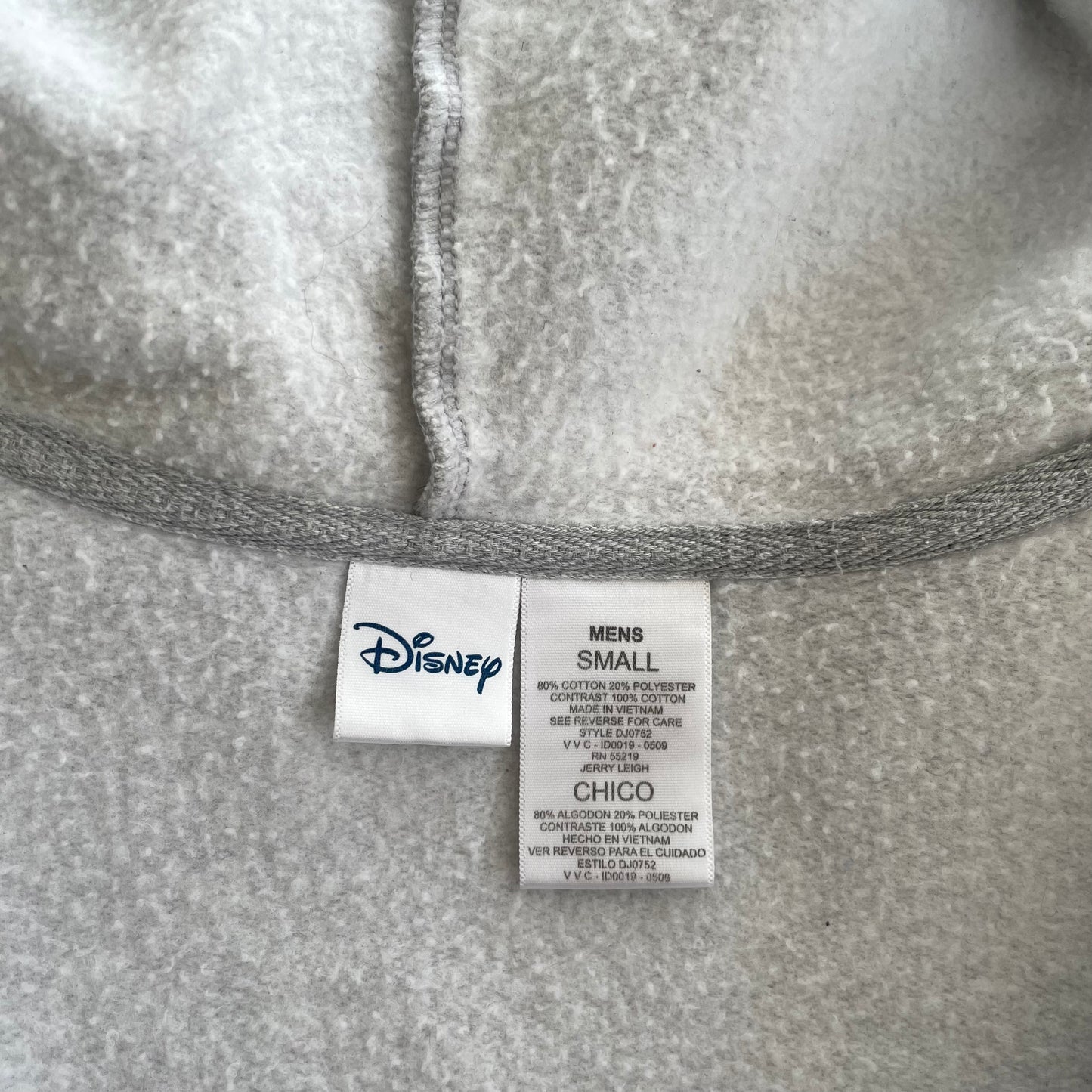 Disney Grey and Navy Graphic Print Zip Up Hoodie - Small