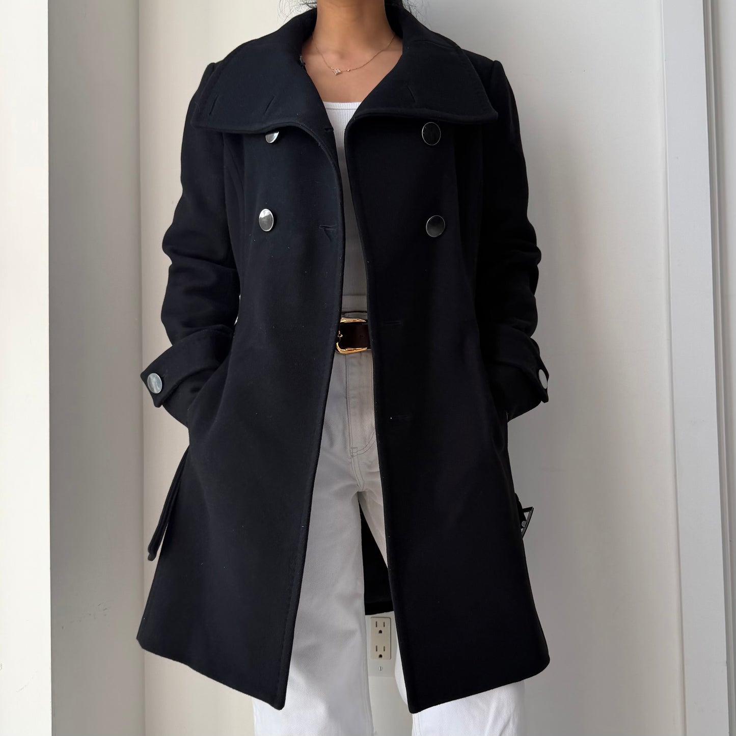 2011 T. Babaton by Aritzia Black Wool and Cashmere Coat - Medium