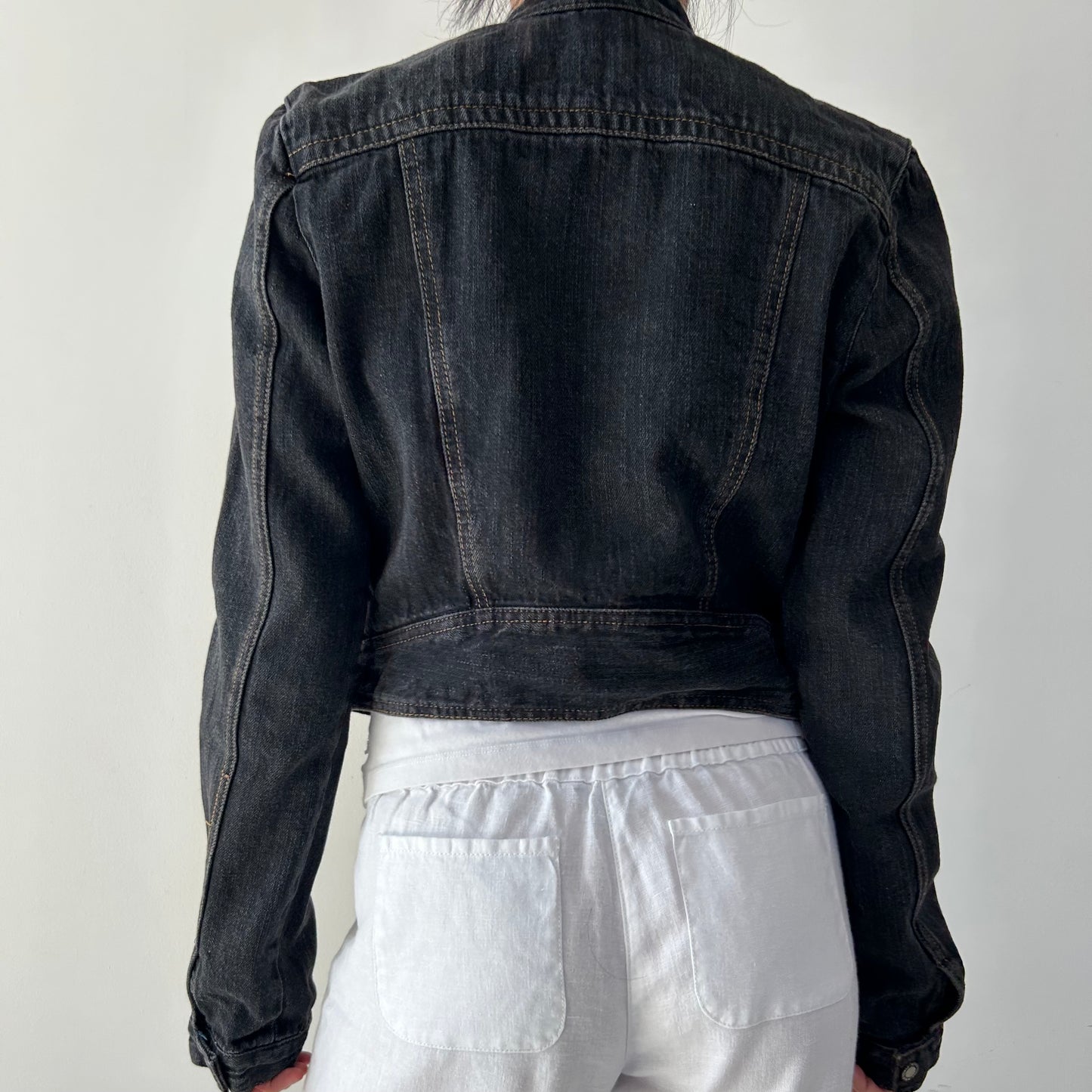 Bongo Cropped Denim Moto Jacket - Medium