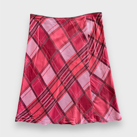 United Colors of Benetton Pink Tartan Knee Length Skirt - Medium