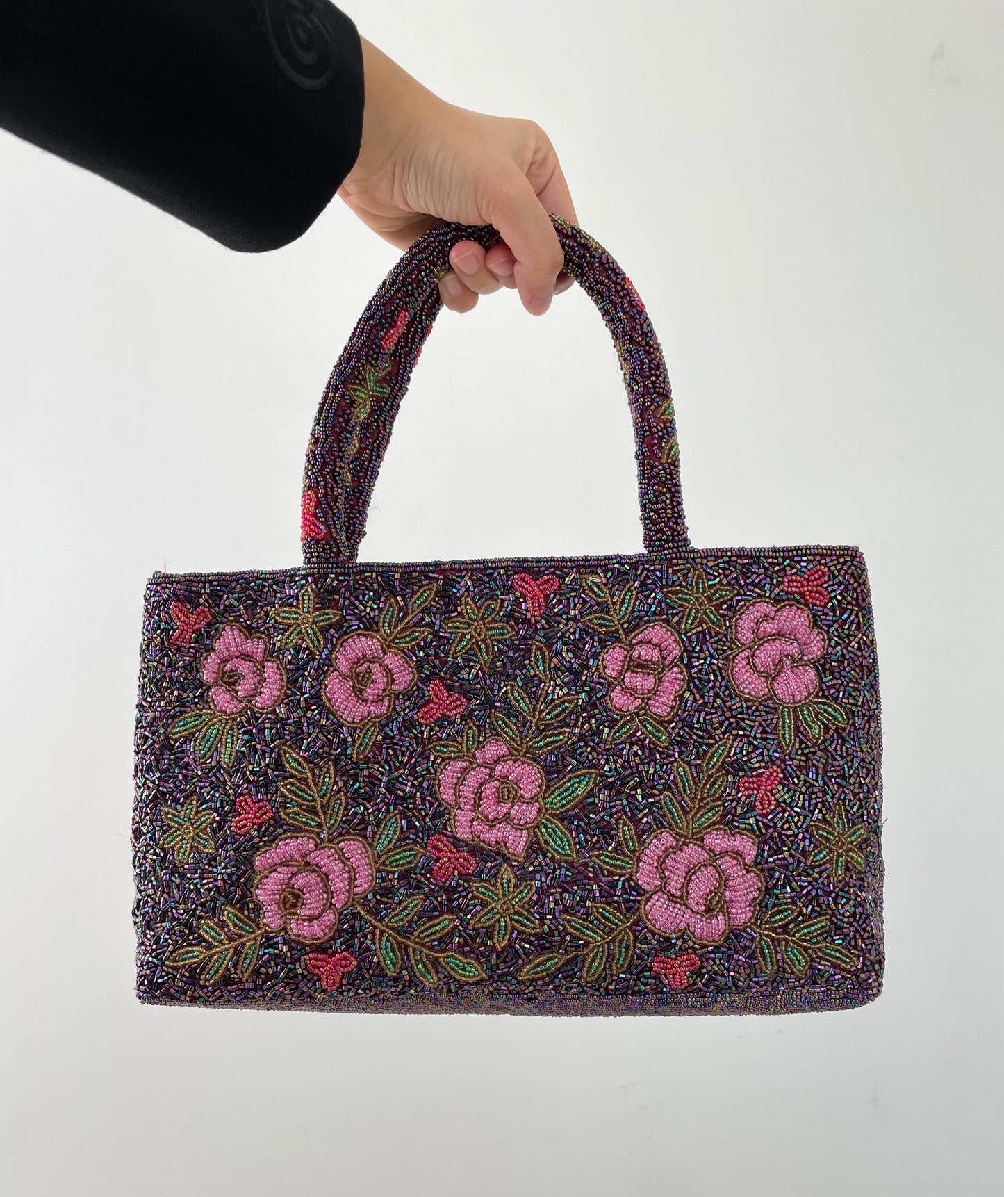 Purple Floral Beaded Bag