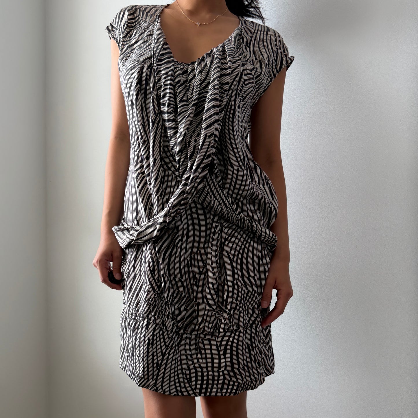 Early 2000s Ted Baker Zebra Print Silk Mini Dress - Medium