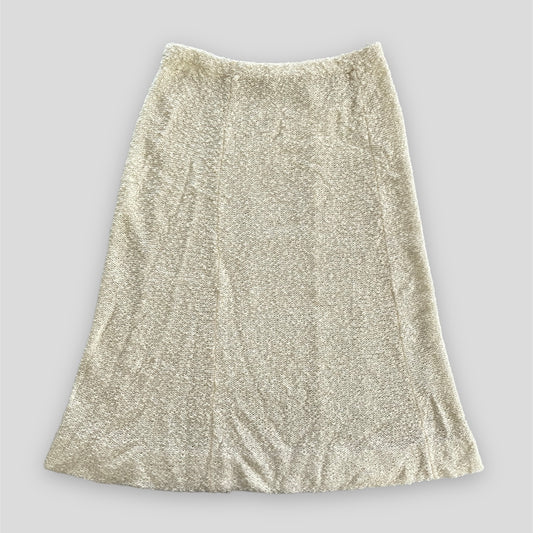 Cream Bouclé Knee Length Skirt - Small/Medium