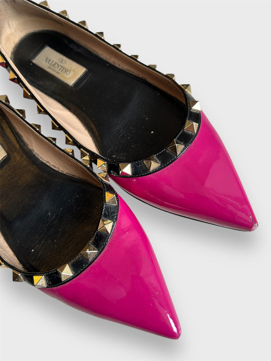 Valentino Garavani Rockstud Patent Leather Ballet Flats - EU 36.5