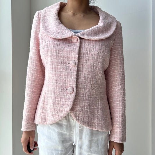 Pink Tartan Blush Bouclé Jacket - Medium