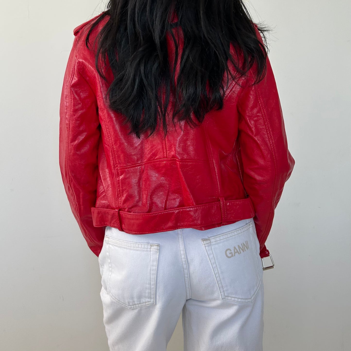 Red Faux Patent Leather Jacket - Medium