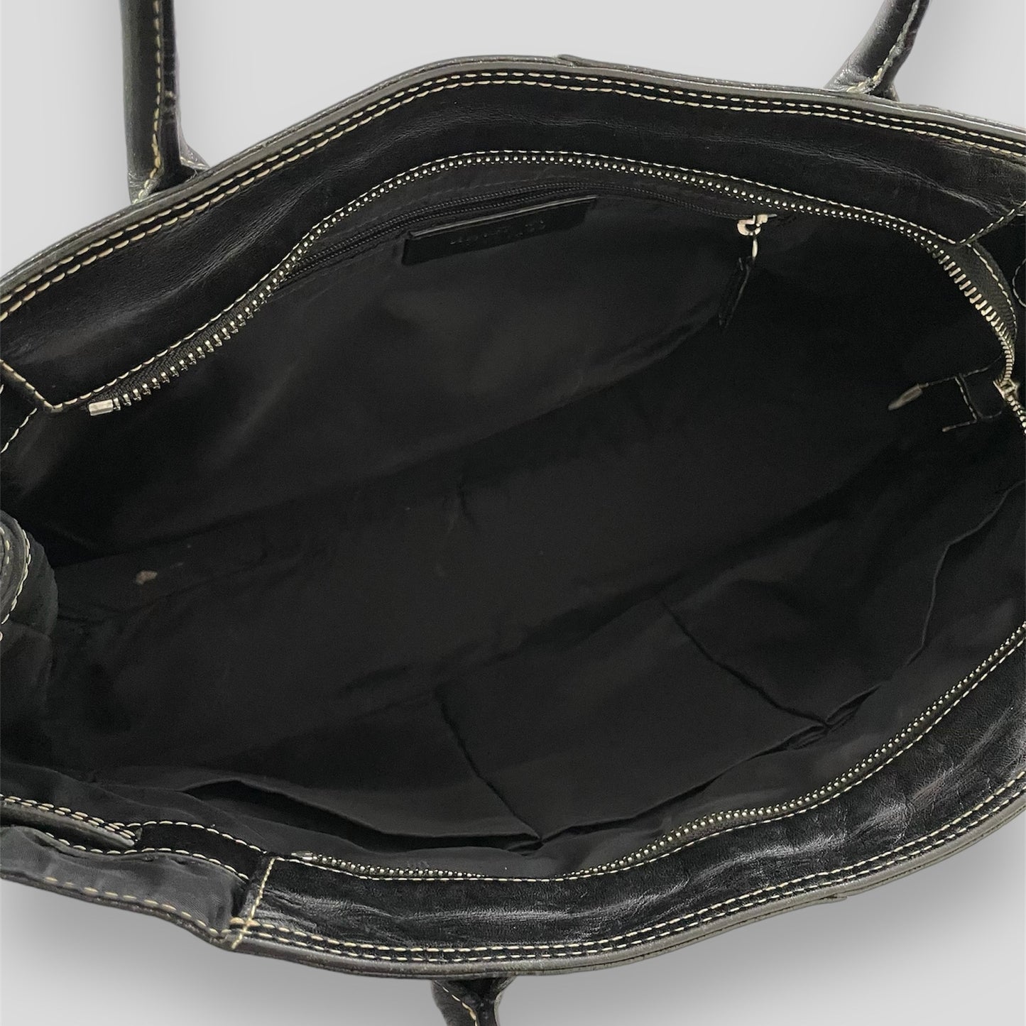 Agnès B. Voyage Black Leather Tote