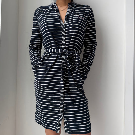 Barbour Navy Striped Belted Shirt Dress - Small