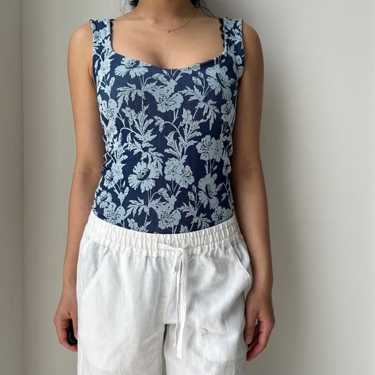 Intimately by Free People Blue Floral Bodysuit - Small/Medium