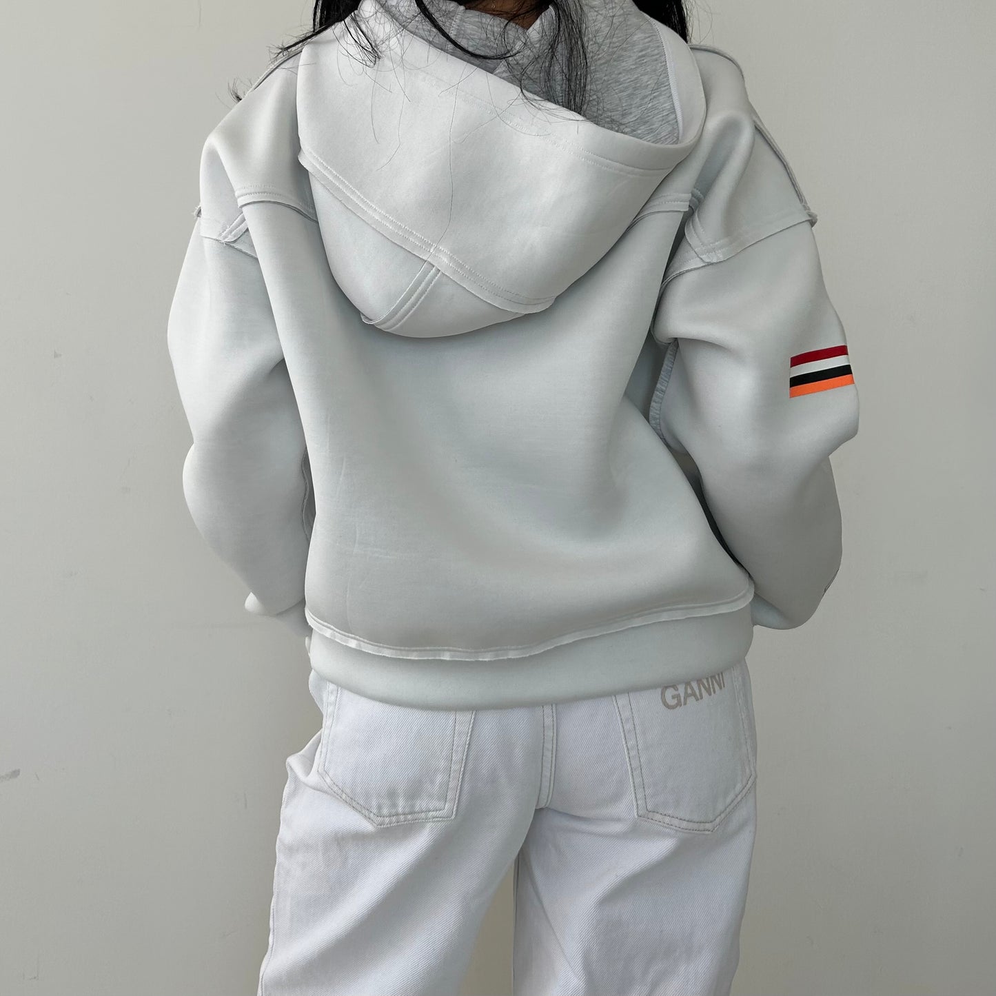 P.E Nation White Cropped Scuba Hoodie - X-Small