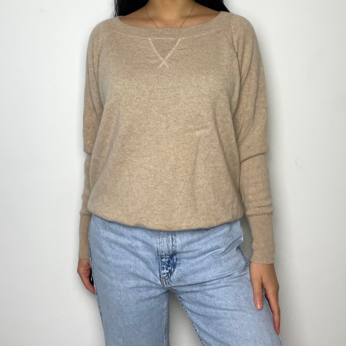 J. Crew 100% Cashmere Beige Boatneck Sweater - X-Small