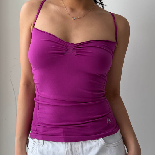 2000s Made in USA Marciano Magenta Ruched Camisole - XX-Small