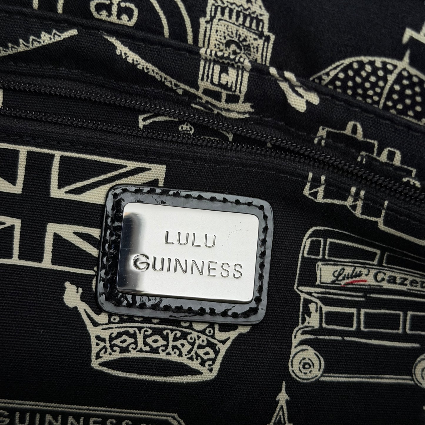 Lulu Guinness Black Patent Top Handle Tote