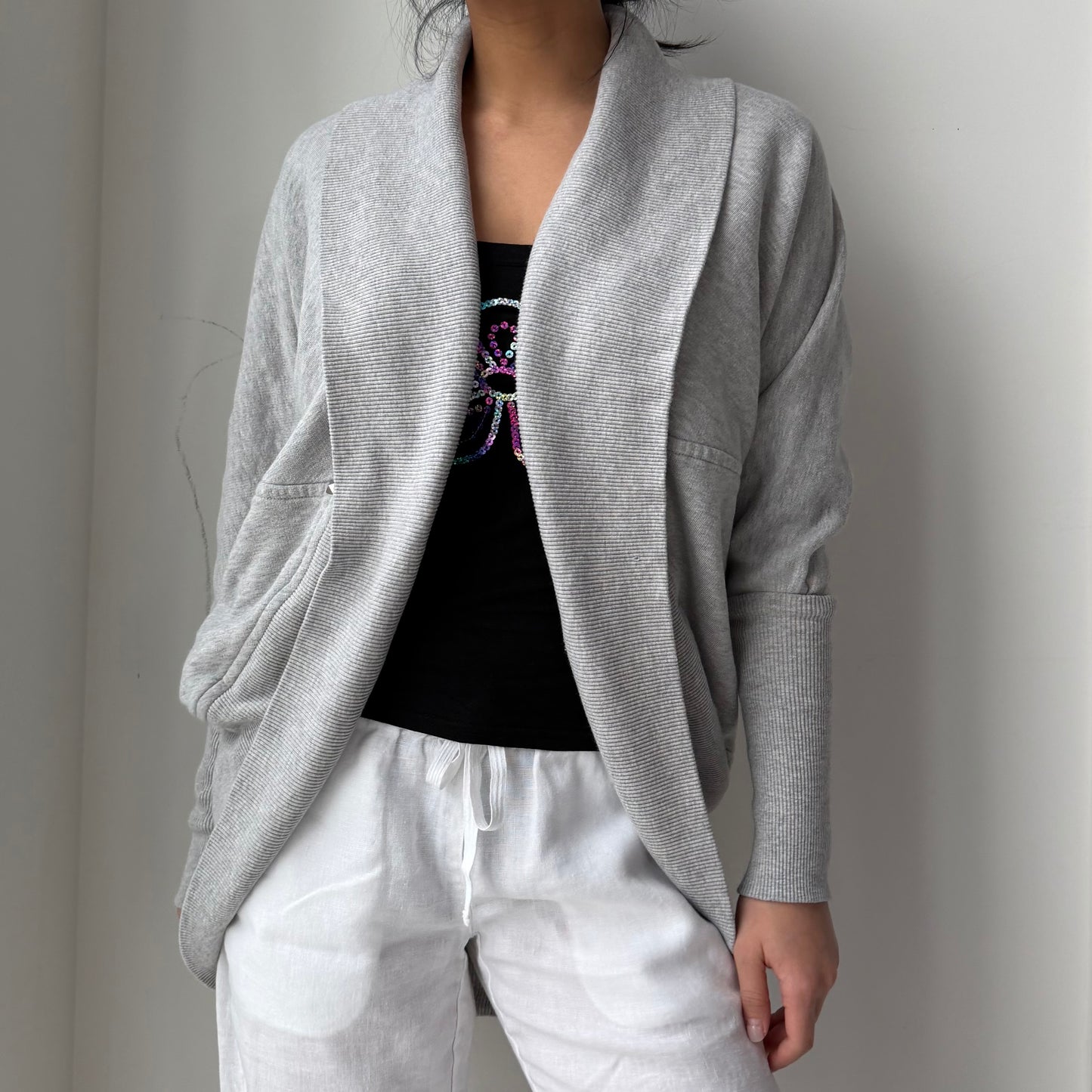 Old Label Wilfred Grey Marled Open Cardigan - Small