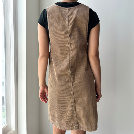 Brown Corduroy Pinafore Dress - Medium