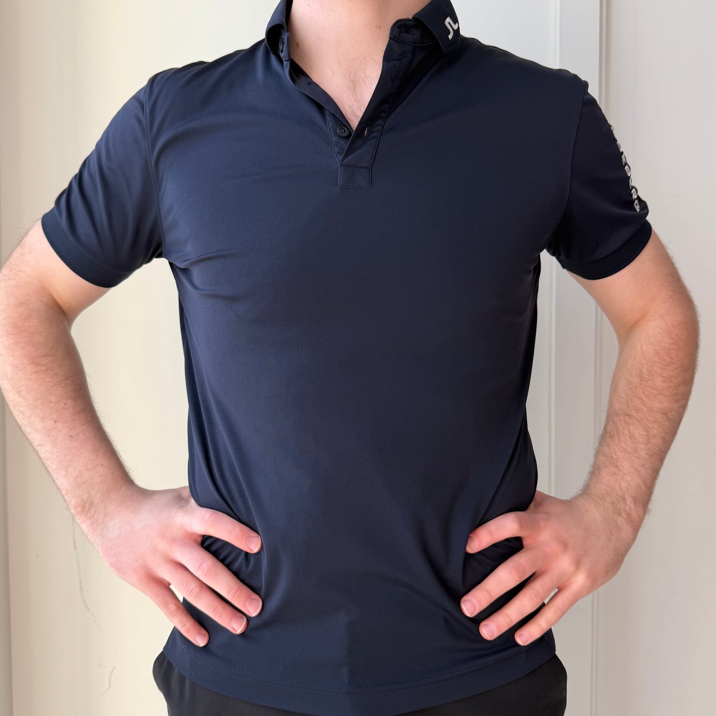 J. Lindeberg Navy Short Sleeve Polo Shirt - Medium