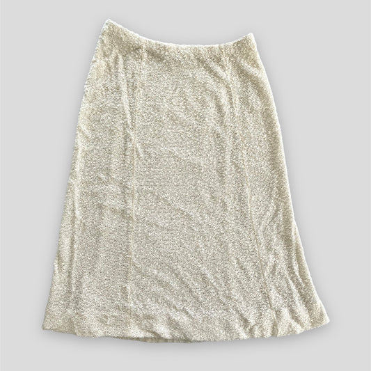 Cream Bouclé Knee Length Skirt - Small/Medium