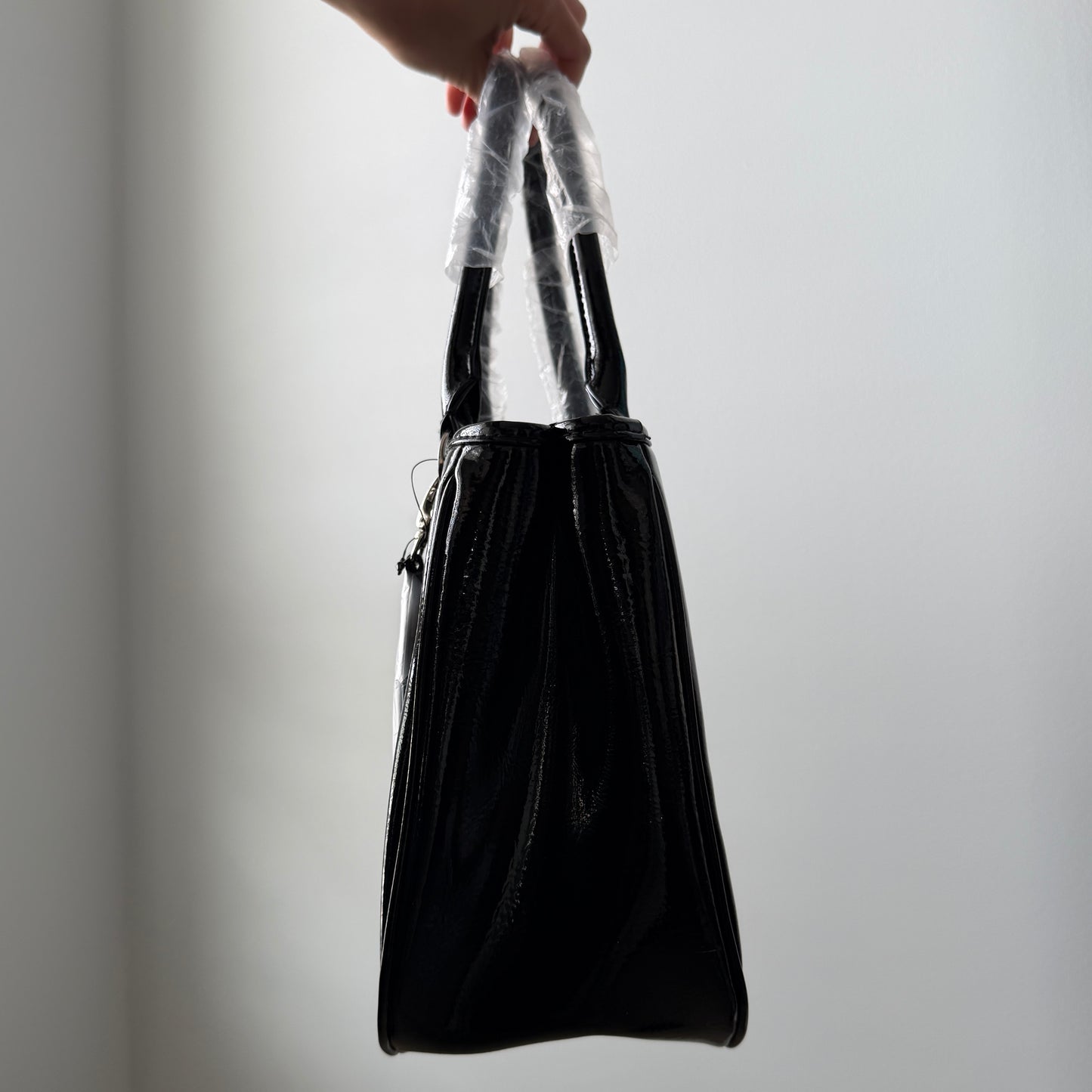 Lulu Guinness Black Patent Top Handle Tote