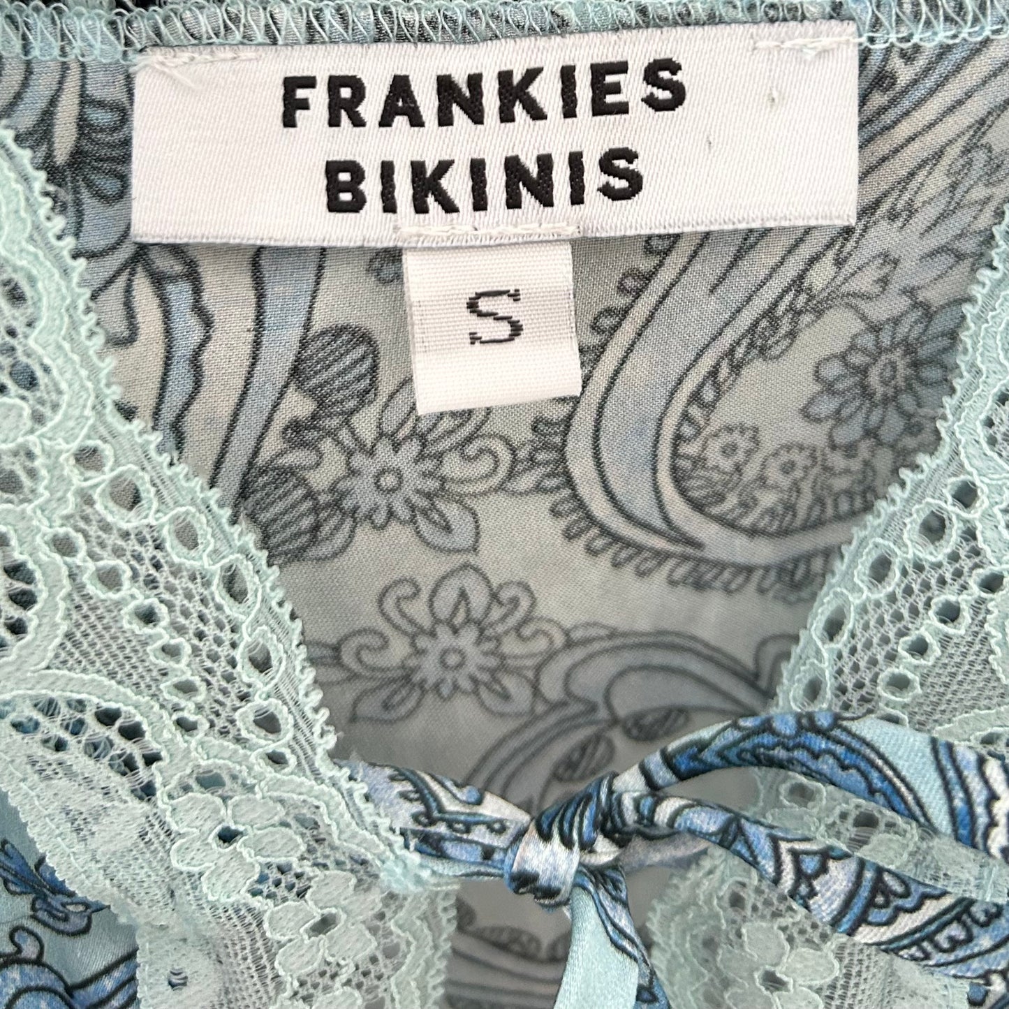 Frankies Bikinis Juliet Lace Silk Tank in Blue Paisley - Small