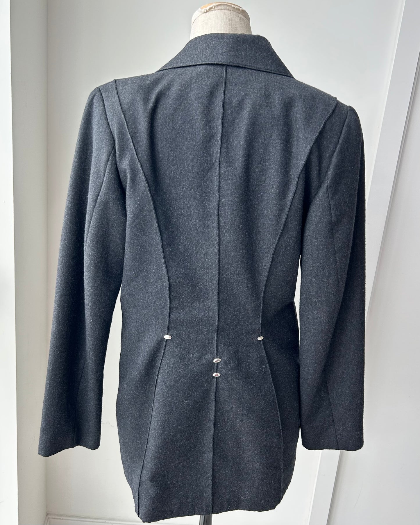 Blacky Dress Made in Germany Charcoal Double-Breasted Wool Blazer - Medium