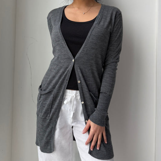 Miss Sixty Grey Wool Button-Front Cardigan - Small