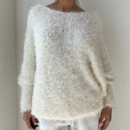 Duras Japan Cream Fuzzy Knit Jumper - Medium