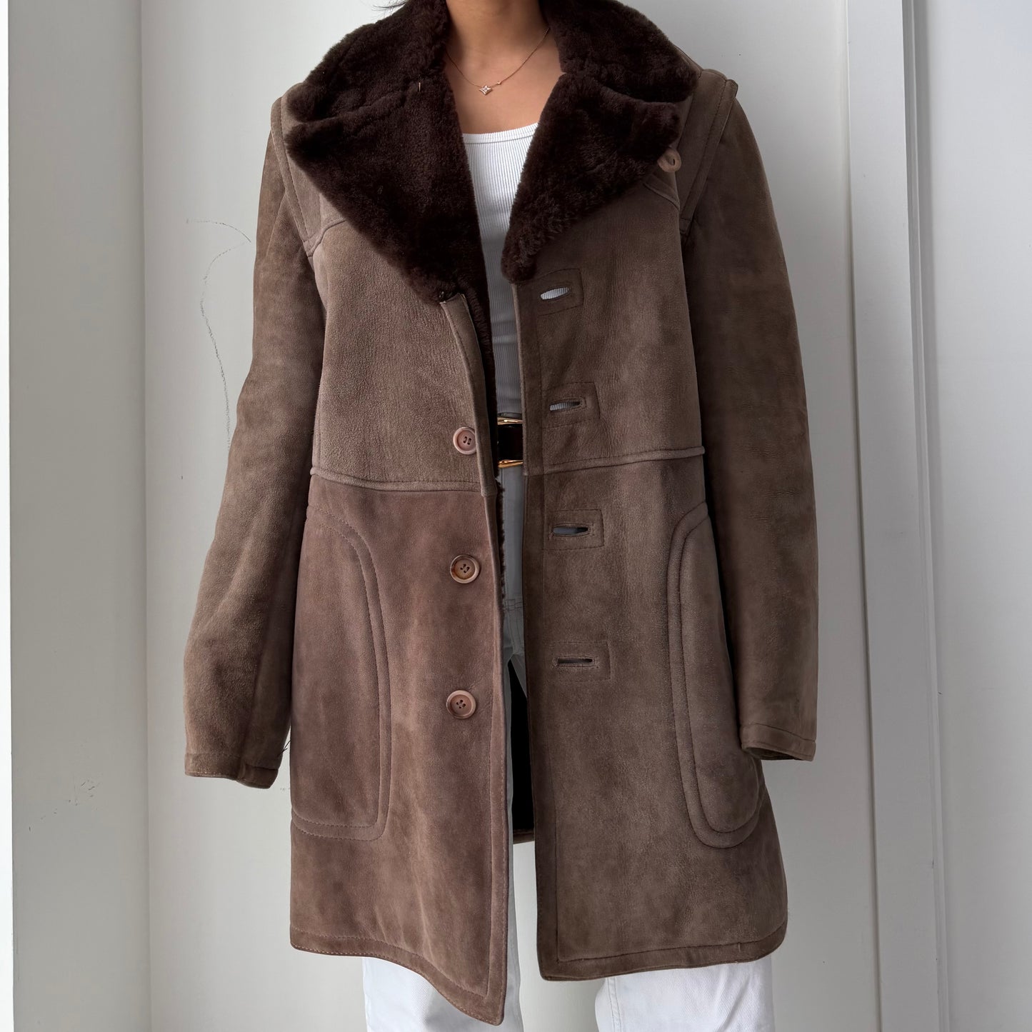 1970s Montreal Leather Garment Brown Sheepskin Coat - X-Large