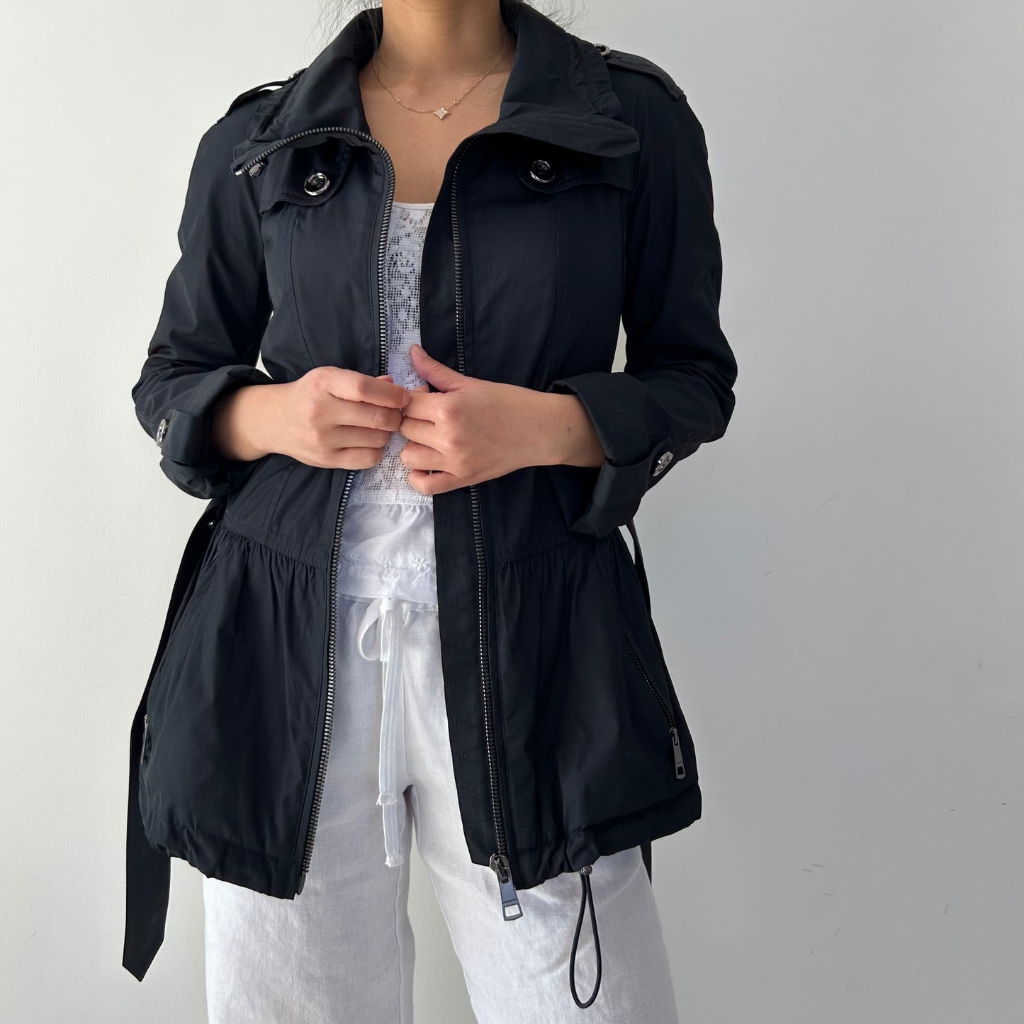 Burberry London Navy Short Trench Jacket - X-Small