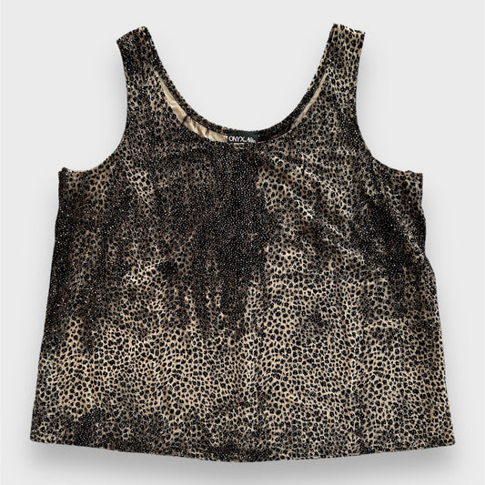 Vintage 90s Made in USA Sparkly Leopard Print Tank - 2X