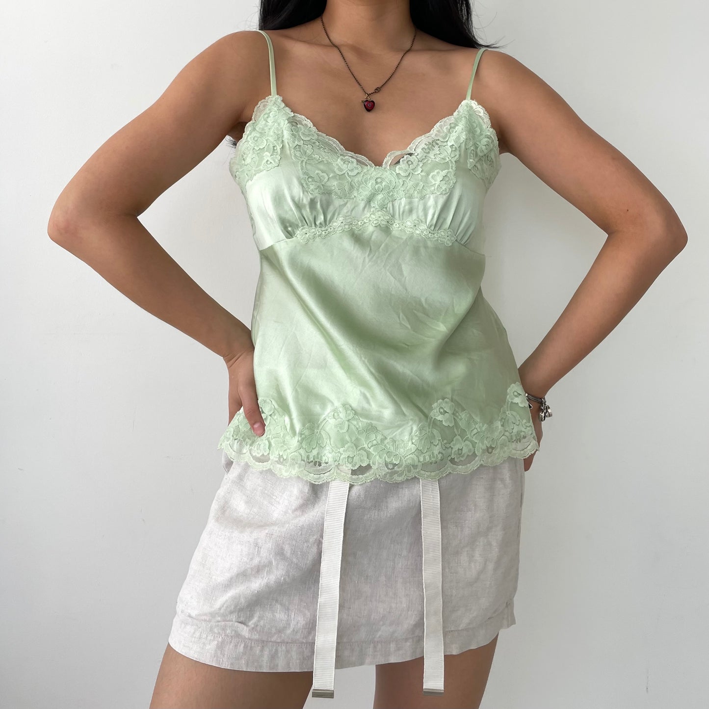 I.N.C. International Concepts Green Silk Cami Top - Small