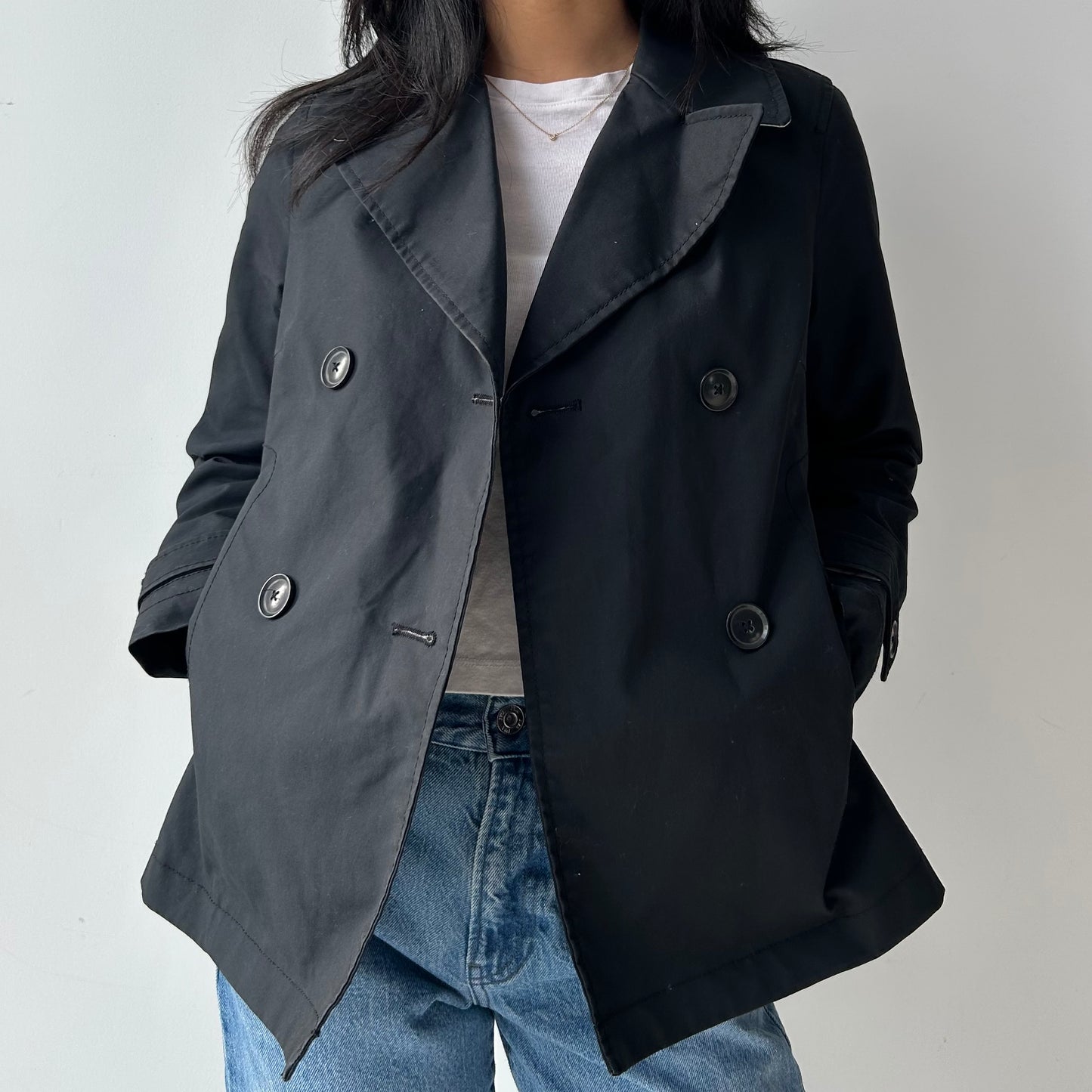 Banana Republic Black Cropped Trench - X-Small