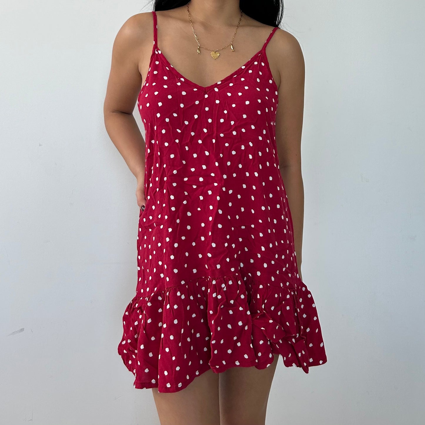 Bali Boat Shed Red Polka Dot Dress - Small