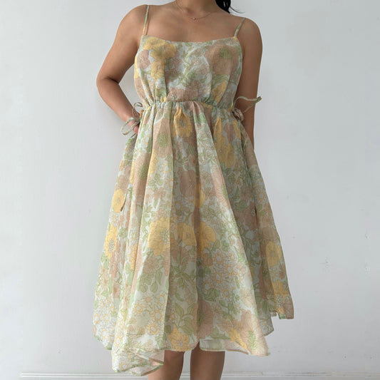 Selkie Green Floral Print Mini Dress - Large