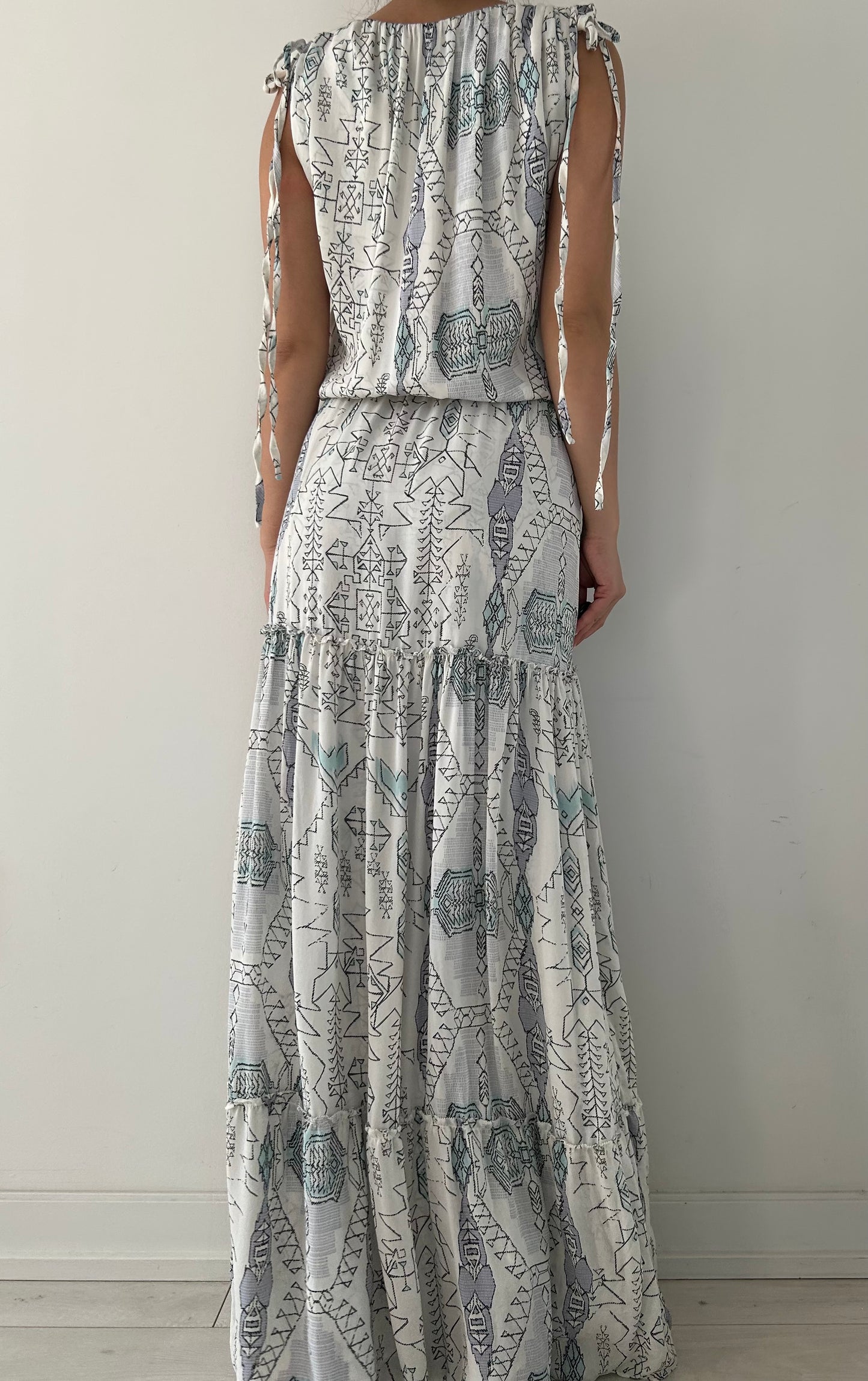 Parker Printed Tiered Sleeveless Maxi Dress - Small