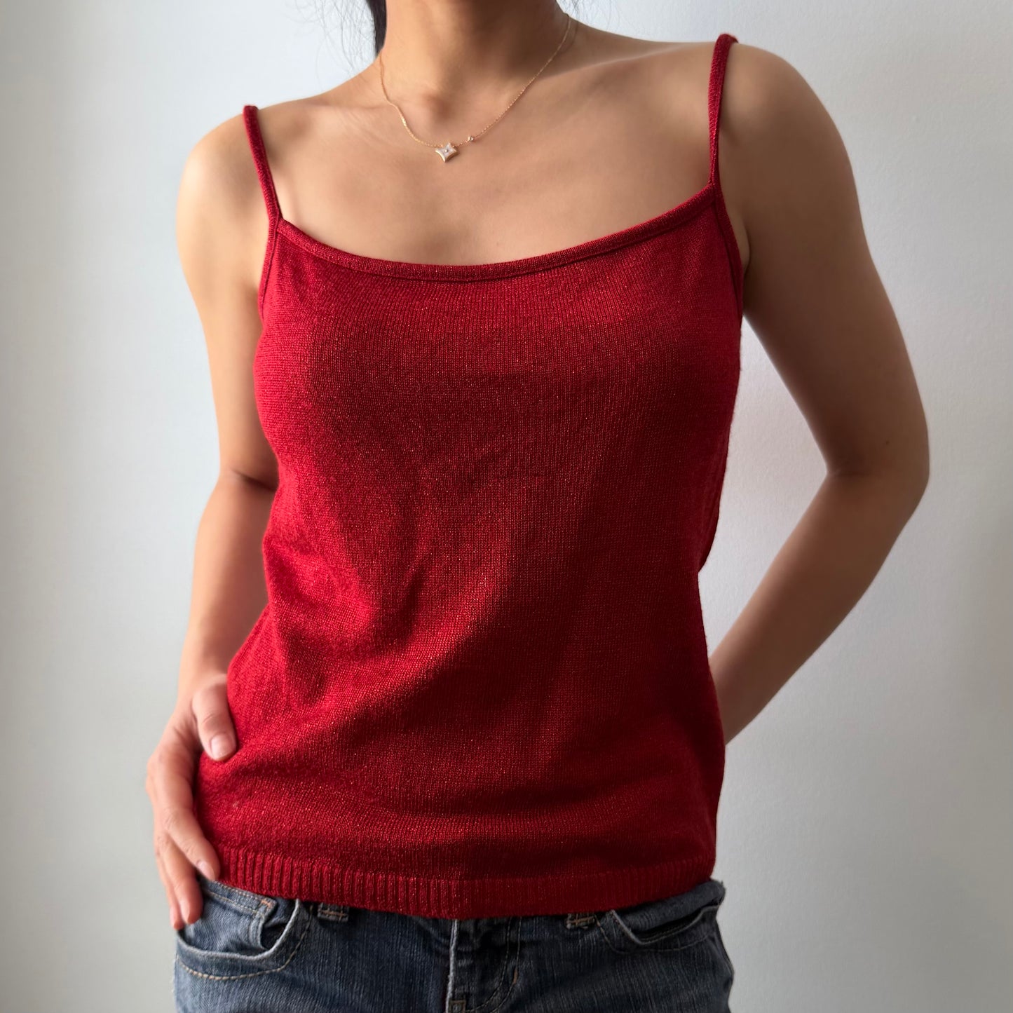 Riccardo Nanni Red Metallic Wool Knit Tank - Medium