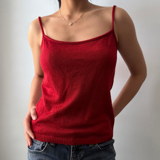 Riccardo Nanni Red Metallic Wool Knit Tank - Medium