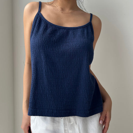 Knit Works Blue Shirred Tank - Large