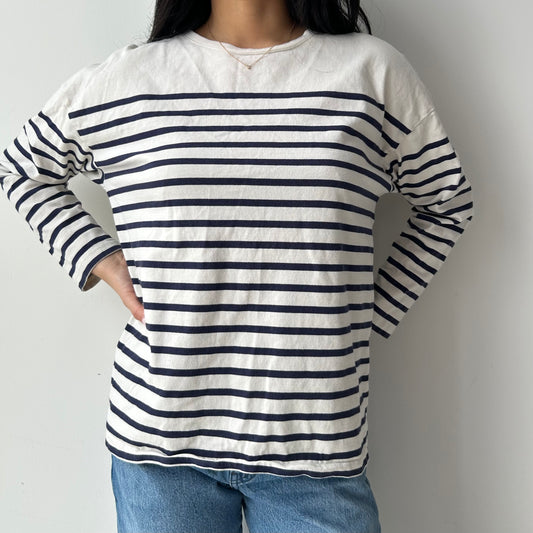 Navy Breton Stripe Long Sleeve Tee - Medium