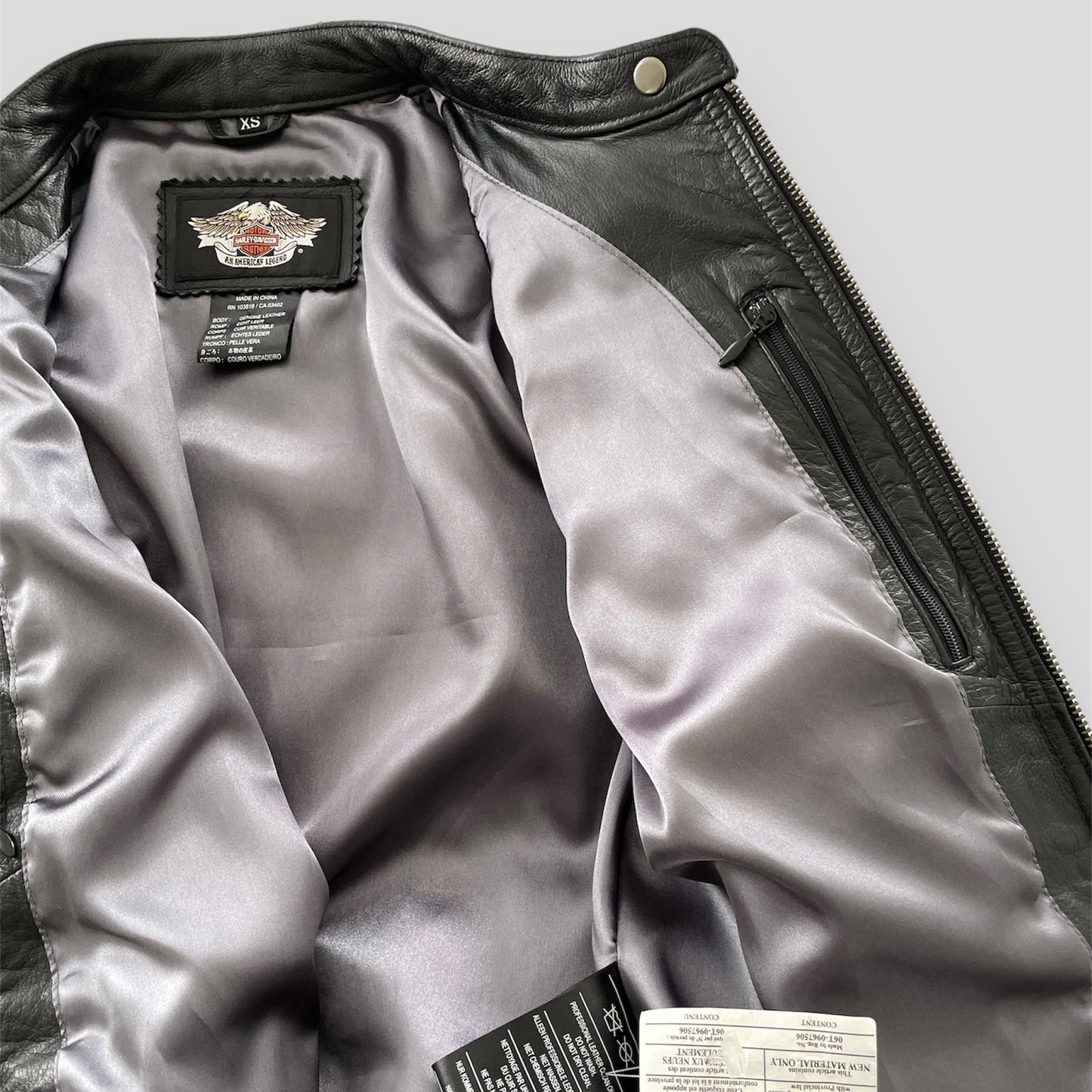 Harley Davidson Black Leather Biker Jacket - X-Small