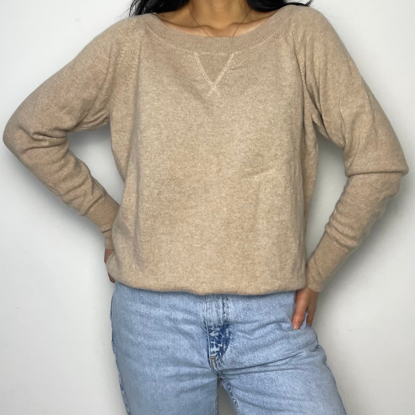 J. Crew 100% Cashmere Beige Boatneck Sweater - X-Small